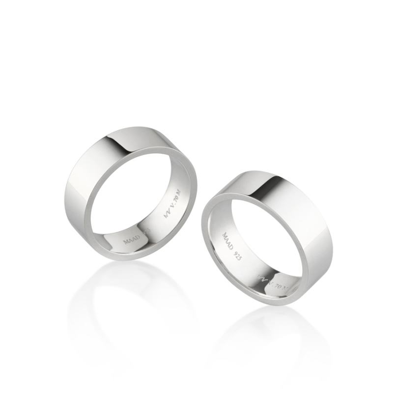 MR-V Flat couple band ring Set 7.0mm & 7.0mm Sterling silver