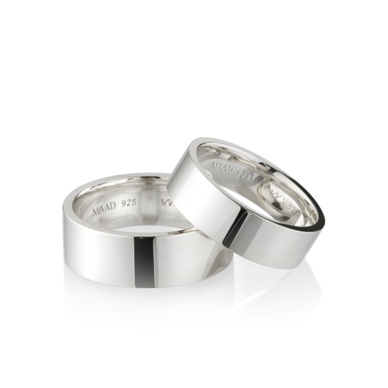MR-V Flat couple band ring Set 7.0mm & 5.7mm Sterling silver