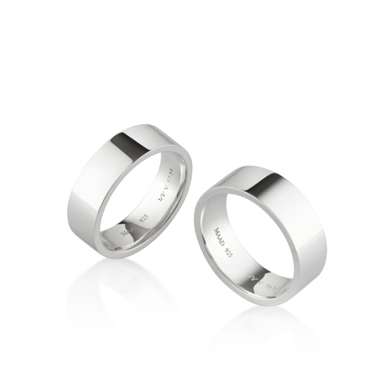 MR-V Flat couple band ring Set 7.0mm & 5.7mm Sterling silver