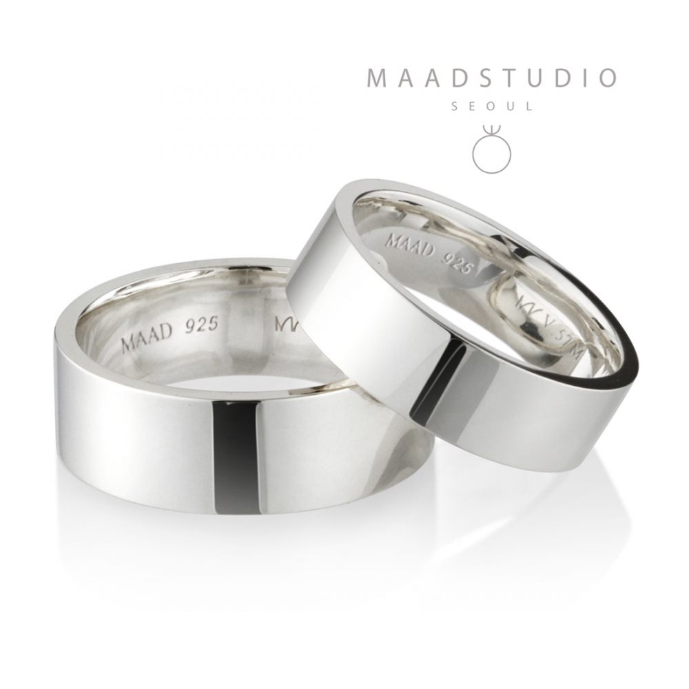 MR-V Flat couple band ring Set 7.0mm & 5.7mm Sterling silver