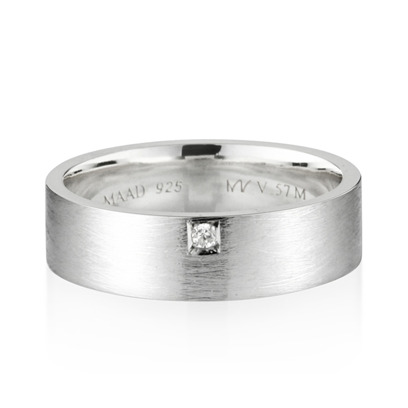 MR-V 플랫밴드링 5.7mm (중) Silver_925 hairline, diamond