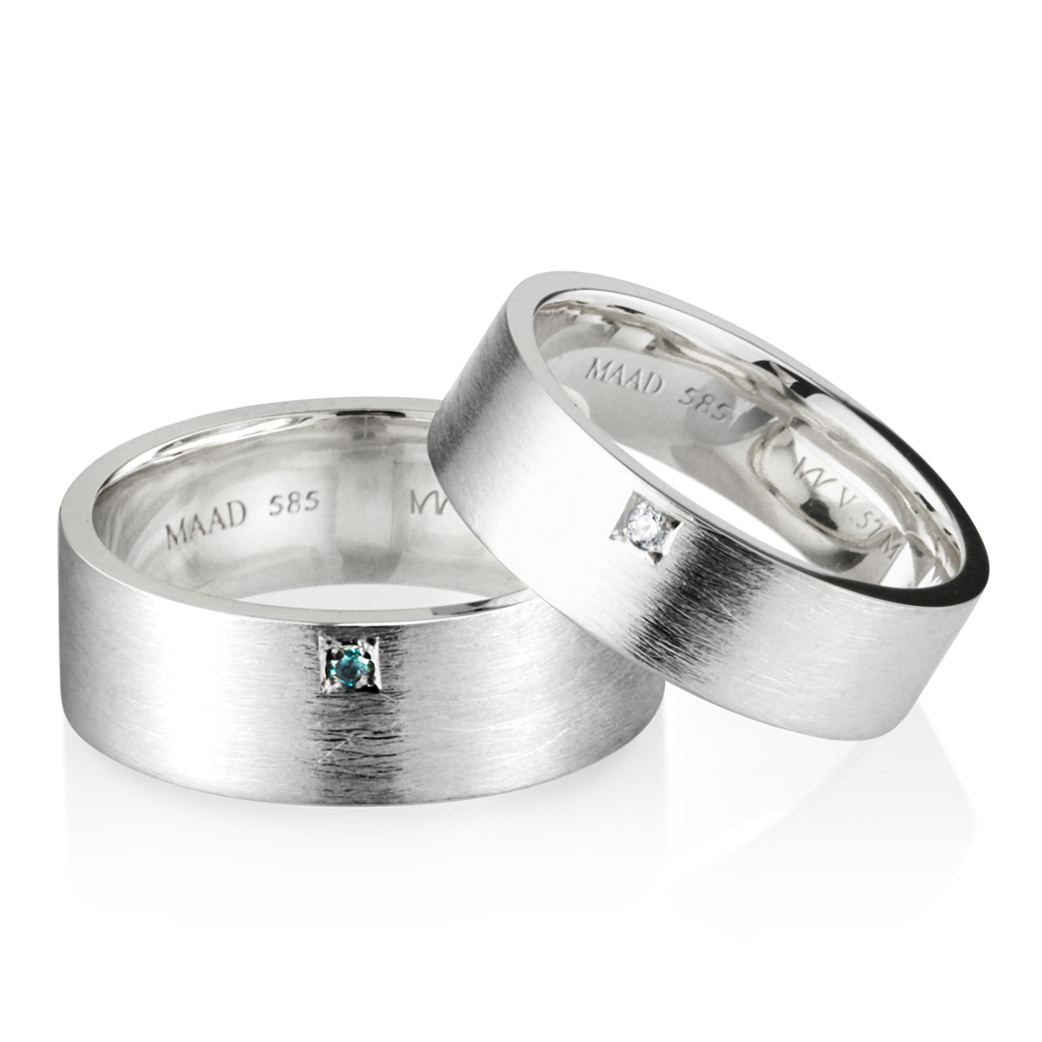 MR-V 플랫밴드 커플링 7.0mm+5.7mm (중+중) 14k 화이트골드 hairline, diamond