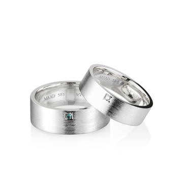 MR-V Flat band wedding ring Set 7.0mm & 5.7mm 14k White gold