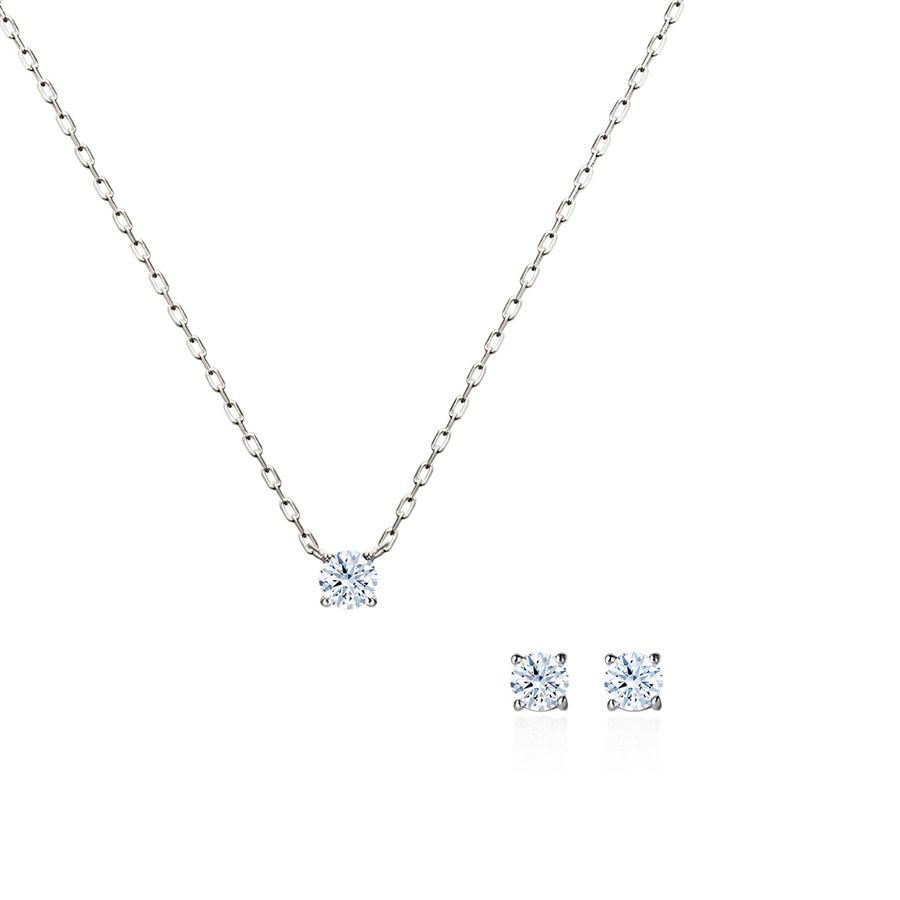 Birdcage II pendant & earring Set 14k White gold CZ 0.1ct