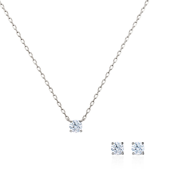 Birdcage II pendant & earring Set 14k White gold CZ 0.1ct