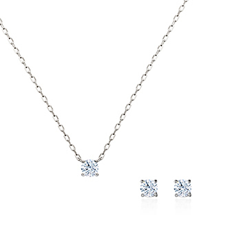 Birdcage II pendant & earring Set 14k White gold CZ 0.1ct