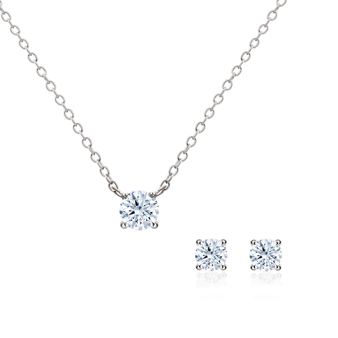 Birdcage II pendant & earring Set 14k White gold CZ 0.3ct & 0.2ct