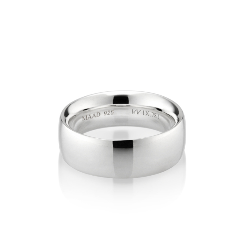 MR-IX Flat arch Low-dome band ring 7.8mm Sterling silver