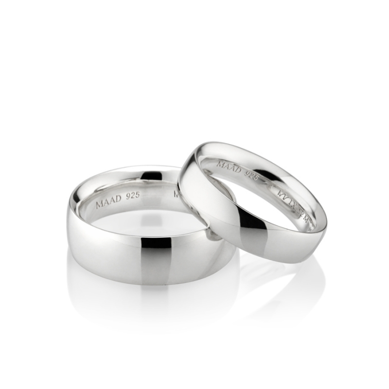 MR-IX Flat arch Low-dome couple band ring Set 6.8mm & 5.2mm Sterling silver