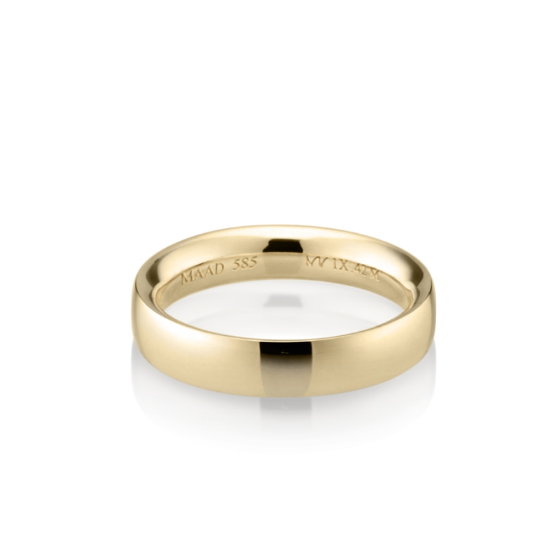 MR-IX Flat arch Low-dome wedding band ring 4.2mm 14k gold