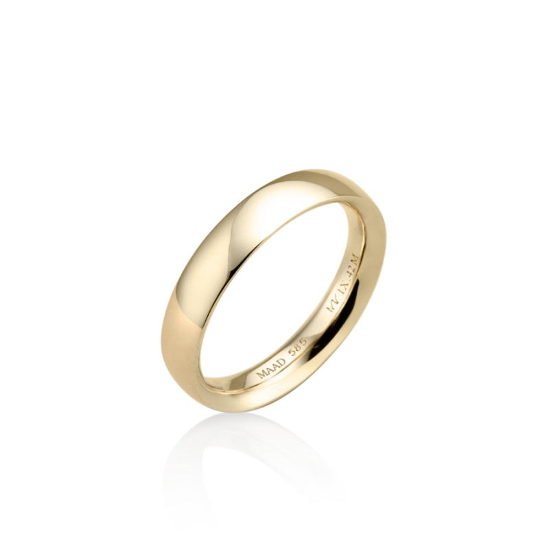 MR-IX Flat arch Low-dome wedding band ring 4.2mm 14k gold