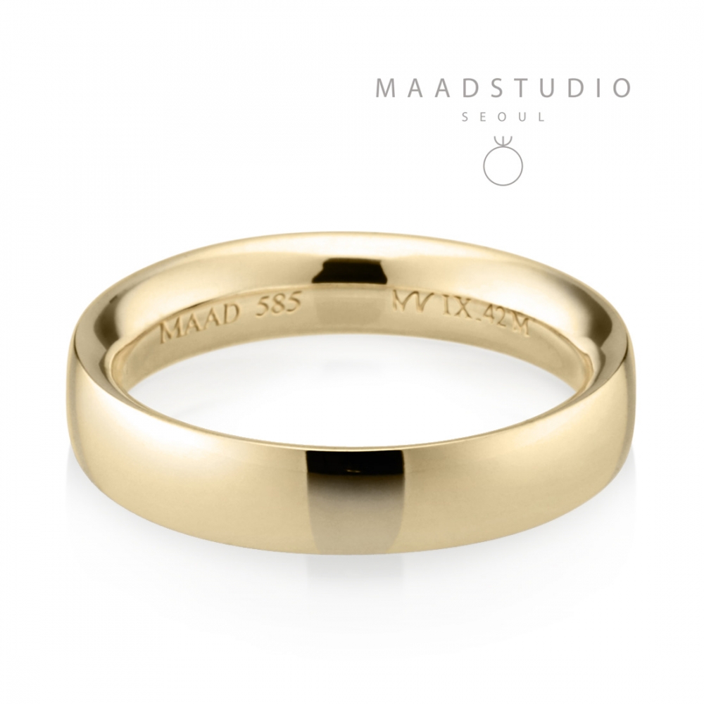 MR-IX Flat arch Low-dome wedding band ring 4.2mm 14k gold