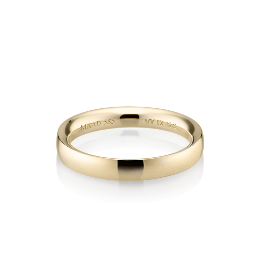 MR-IX Flat arch Low-dome wedding band ring 3.2mm 14k gold