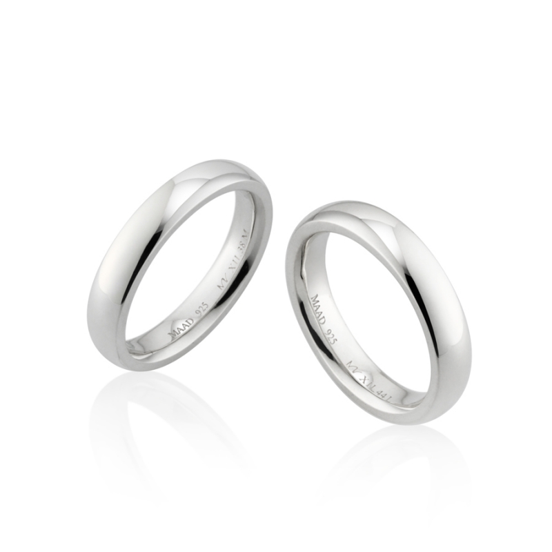 MR-XII Oval square couple band ring Set 4.4mm & 3.8mm Sterling silver