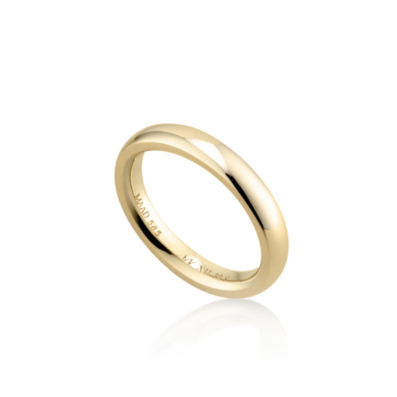MR-XII Oval square wedding band ring 3.0mm 14k gold