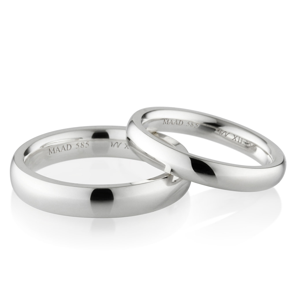 MR-XII 오벌스퀘어밴드 커플링 3.8mm+3.0mm (중+소) 14k 화이트골드