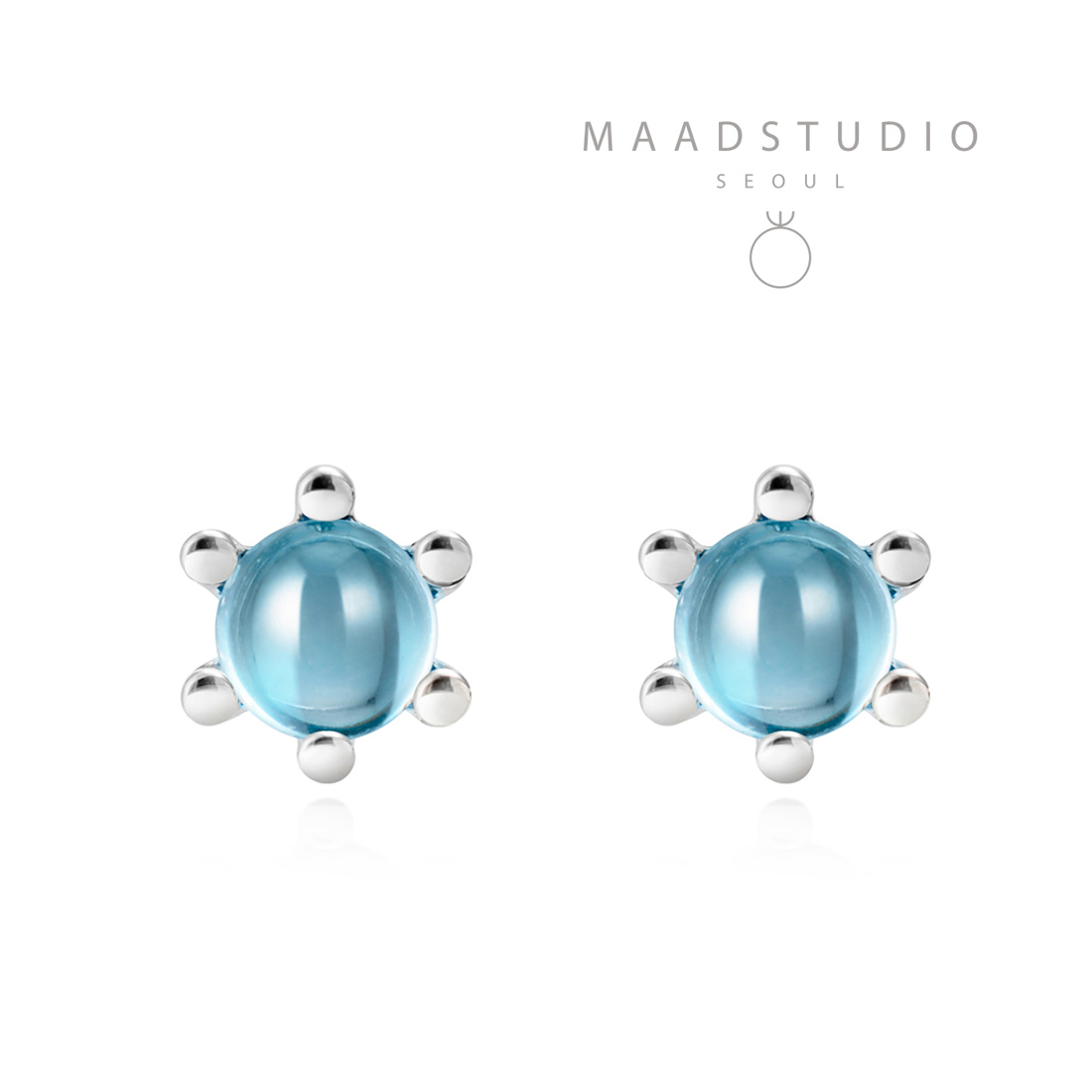 Dandelion earring blue topaz 0.3ct Sterling silver