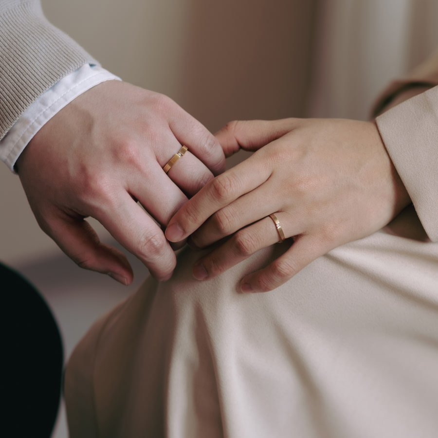 인카운터 MG 커플링 (중+소) 14k hairline, diamond