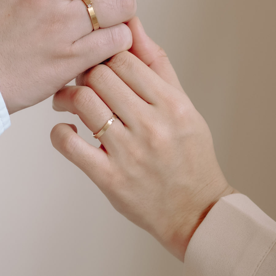 인카운터 MG 커플링 (중+소) 14k hairline, diamond