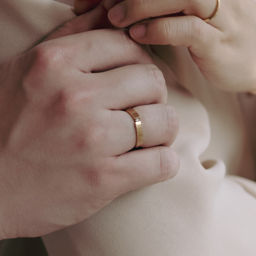 인카운터 MG 커플링 (중+소) 14k hairline, diamond