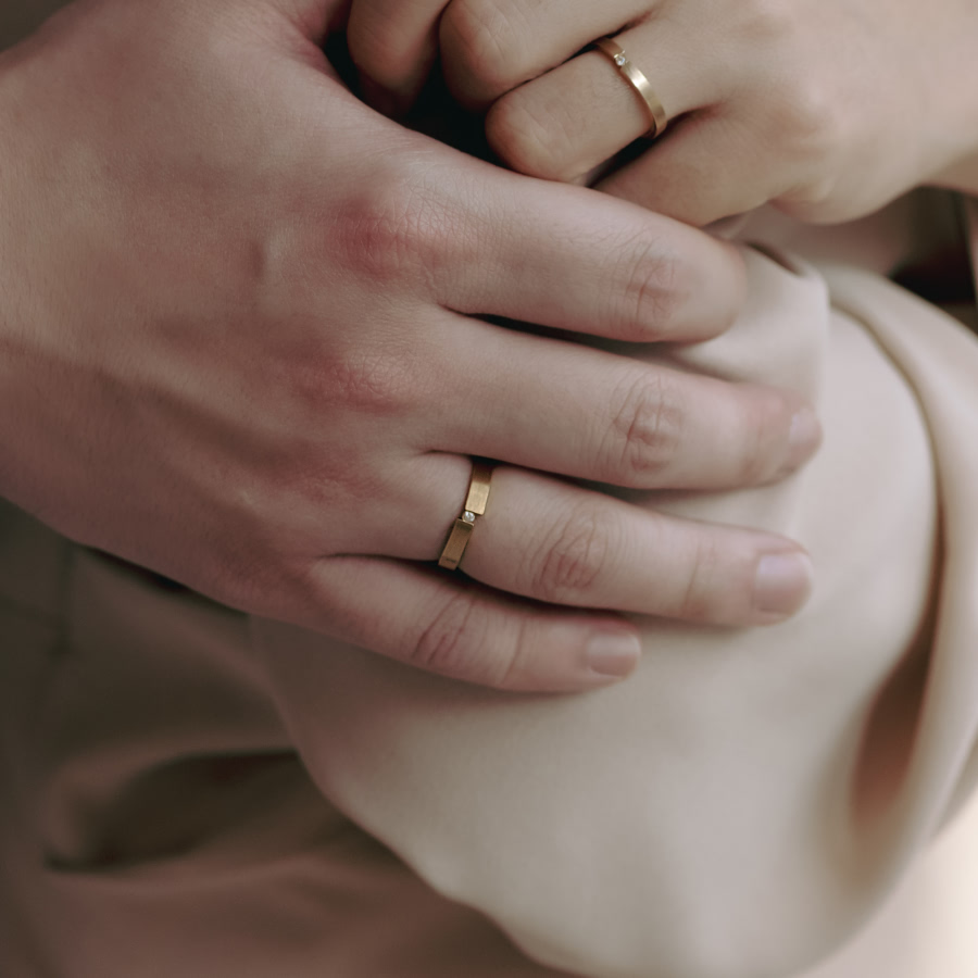 인카운터 MG 커플링 (중+소) 14k hairline, diamond