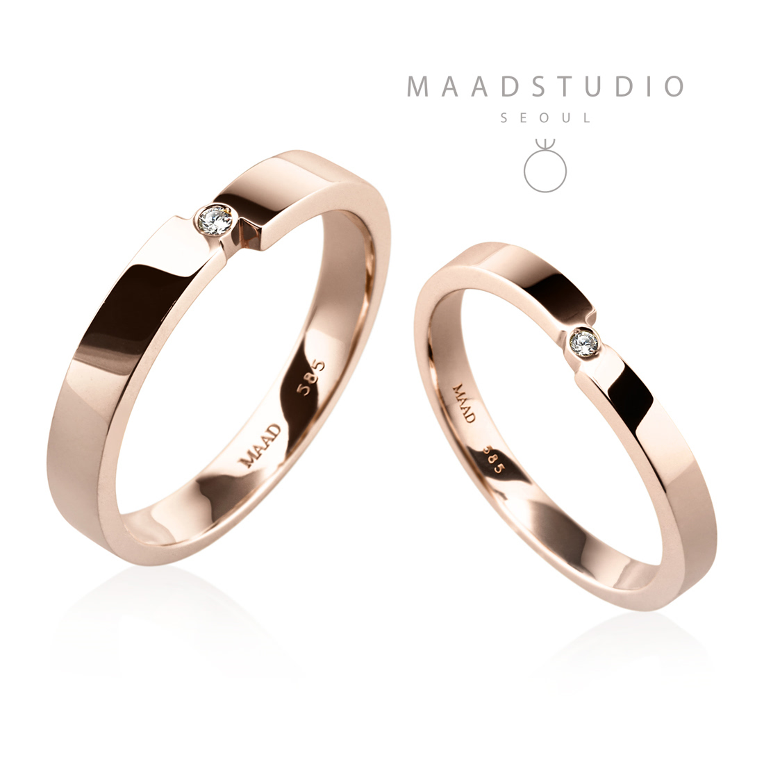 Encounter MG wedding ring Set (M&S) 14k Red gold Diamond