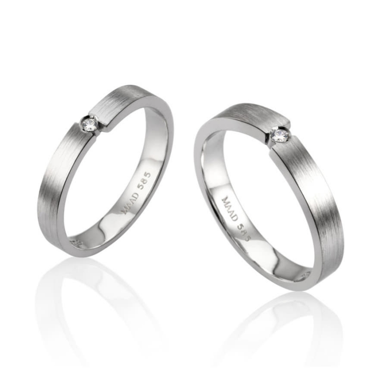 Encounter MG wedding ring Set (M&S) 14k White gold hairline, Diamond