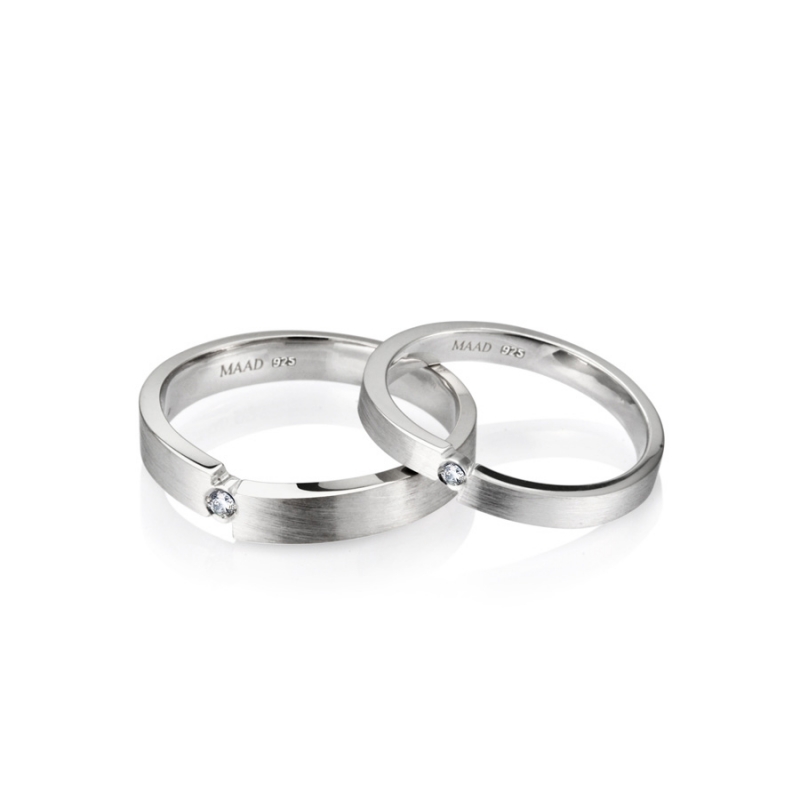 Encounter MG couple ring Set (M&S) hairline, Diamond Sterling silver