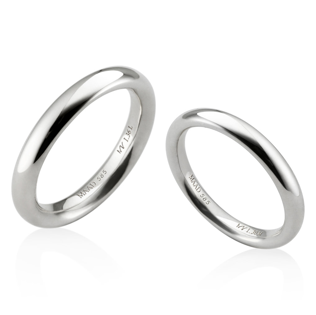 MR-I 오벌밴드_Raised 커플링 3.6mm+3.0mm (대+중) 14k 화이트골드