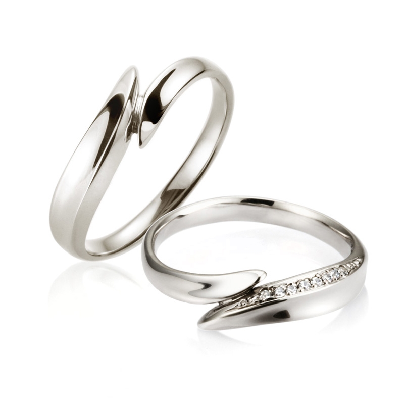 Neofinetia couple ring Set (M&S) CZ & flat Sterling silver