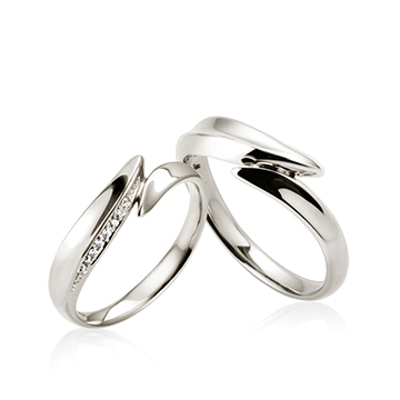 Neofinetia couple ring Set (M&S) CZ & flat Sterling silver