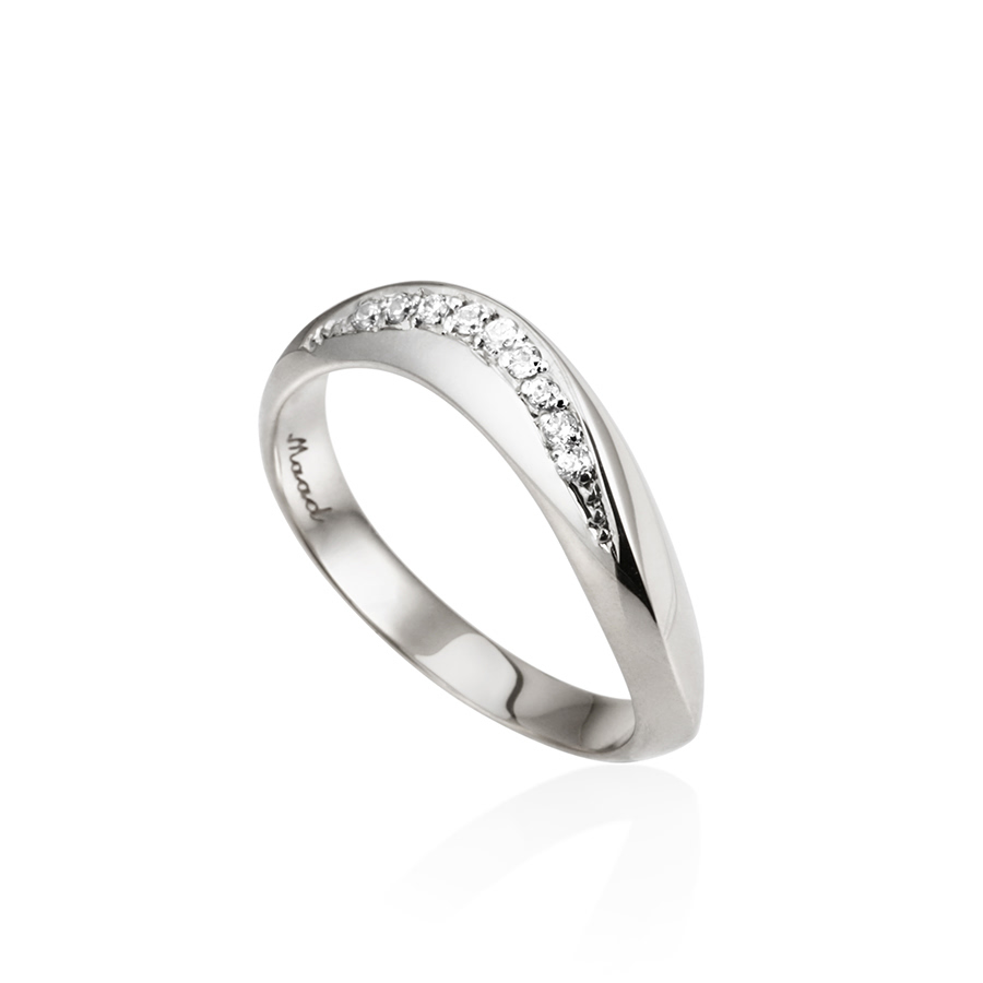 Lake wave ring (M) Sterling silver CZ