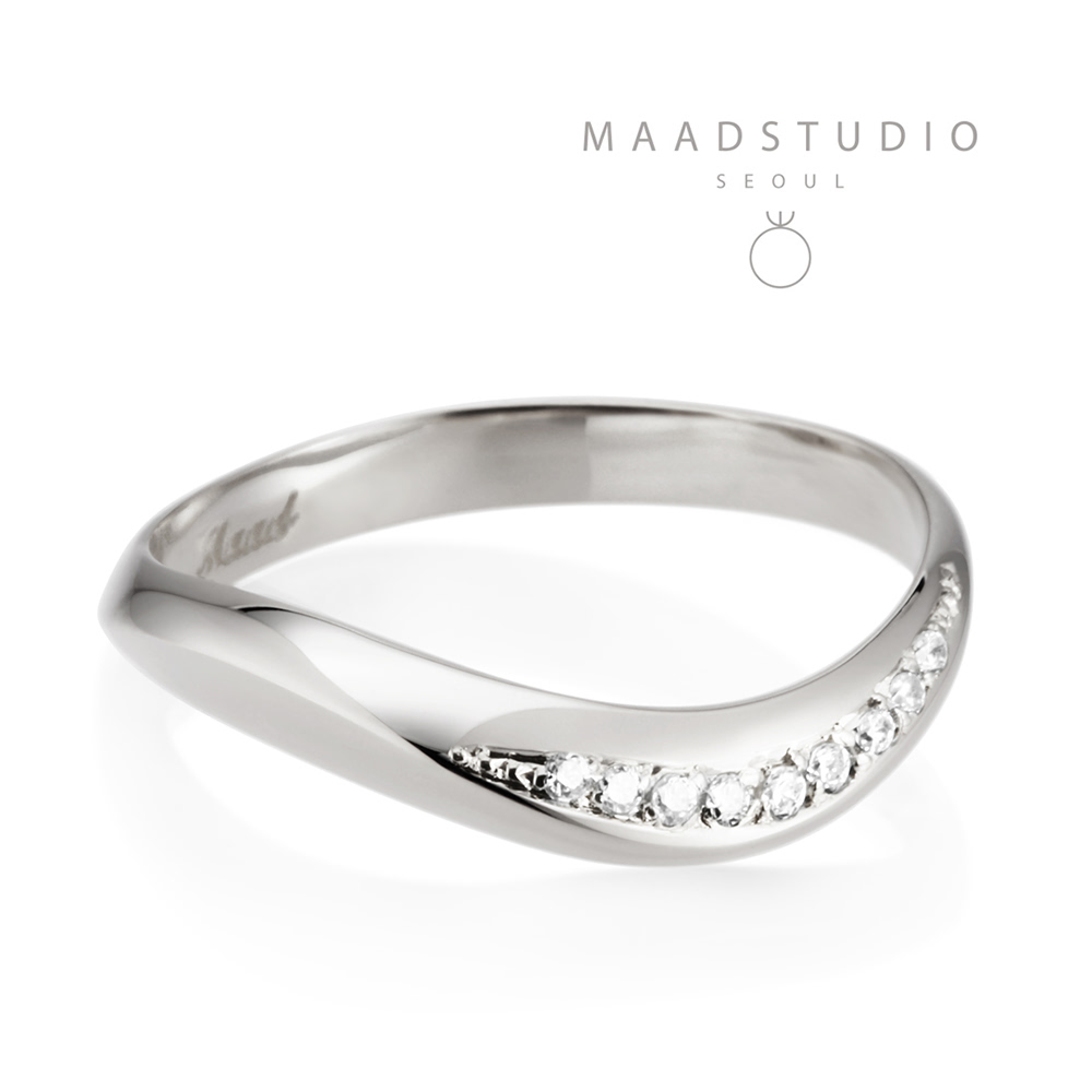 Lake wave ring (M) Sterling silver CZ