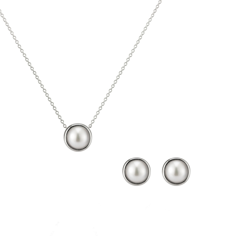 Donguri pendant & earring Set pearl Sterling silver