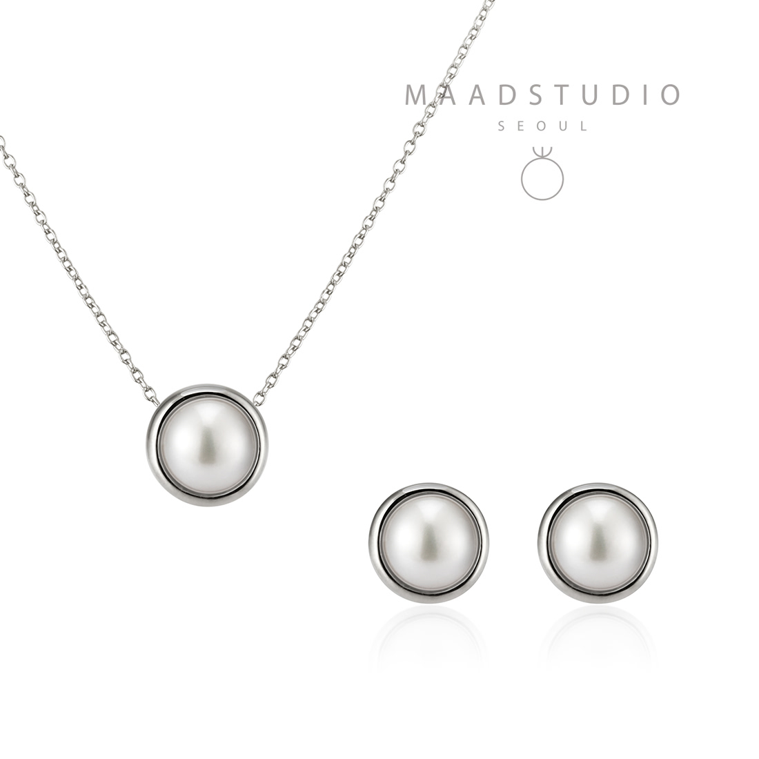 Donguri pendant & earring Set pearl Sterling silver