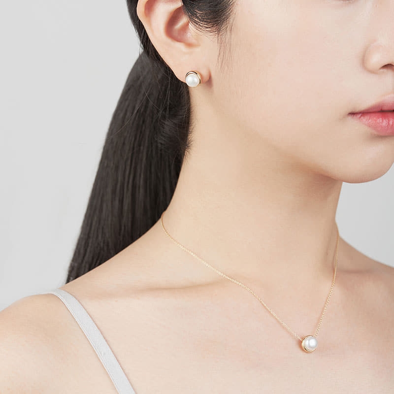 Donguri earring 14k gold pearl