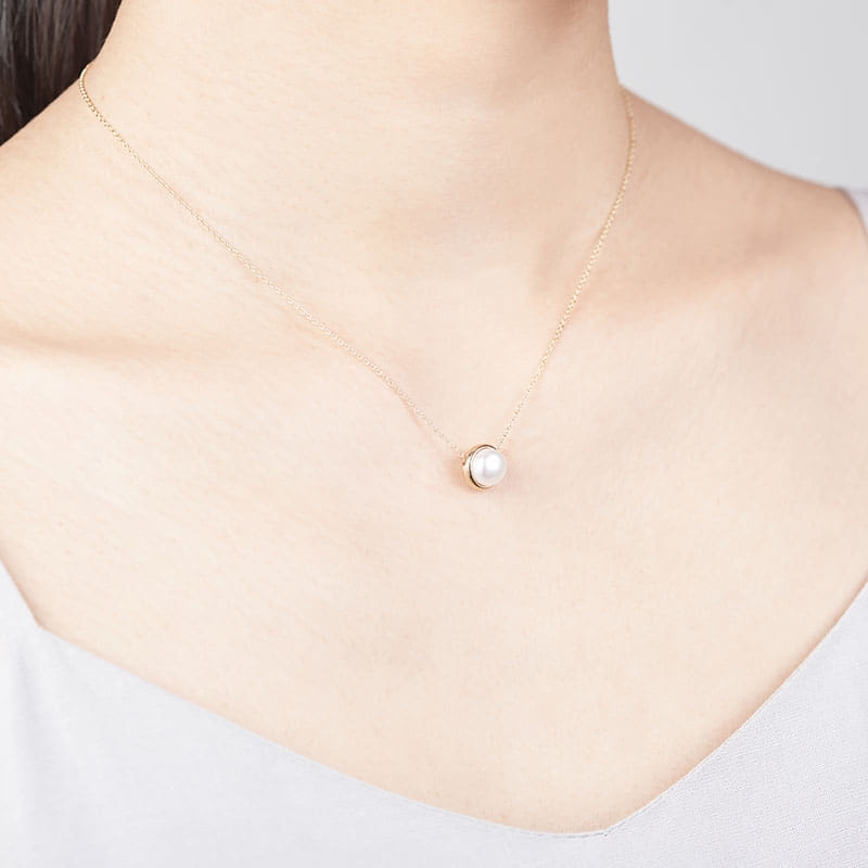 Donguri pendant & earring Set 14k gold pearl