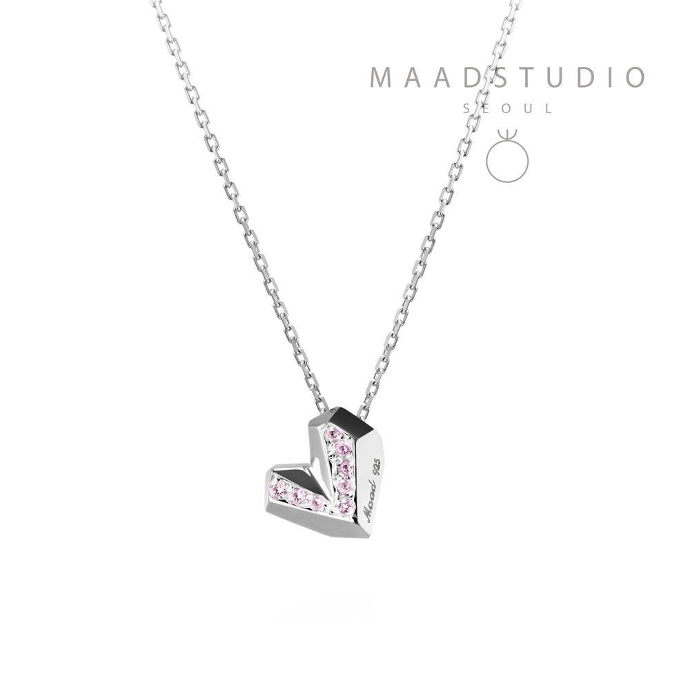 아이스하트 목걸이 (소) Silver_925 pink CZ