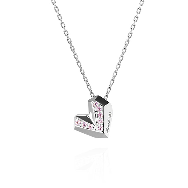 아이스하트 목걸이 (소) Silver_925 pink CZ