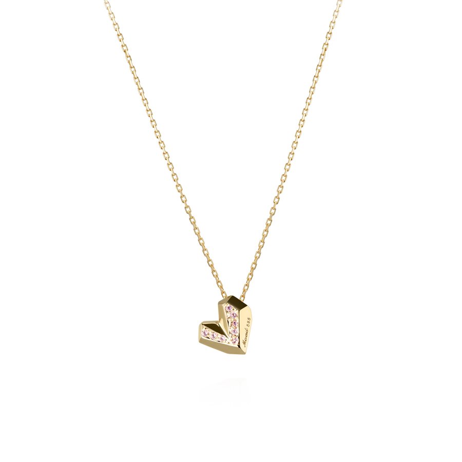 아이스하트 목걸이 (소) 14k pink CZ