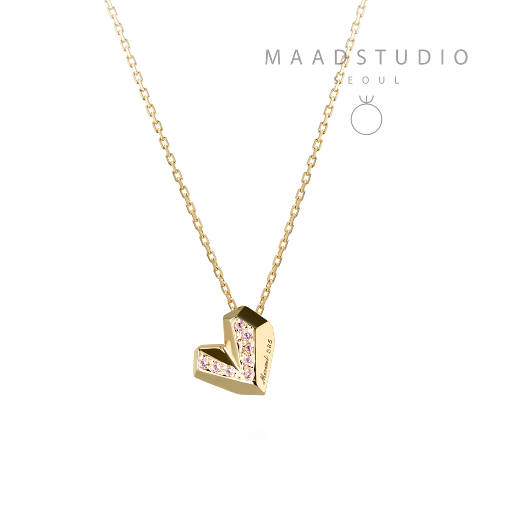 아이스하트 목걸이 (소) 14k pink CZ