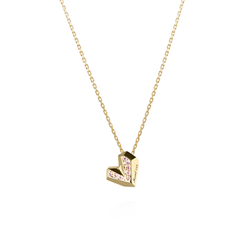 아이스하트 목걸이 (소) 14k pink CZ