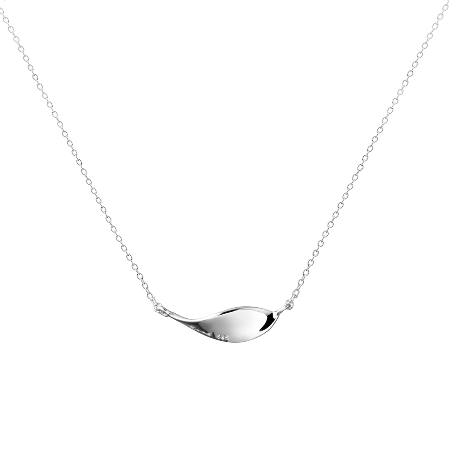 Willow leaf flit pendant 14k white gold