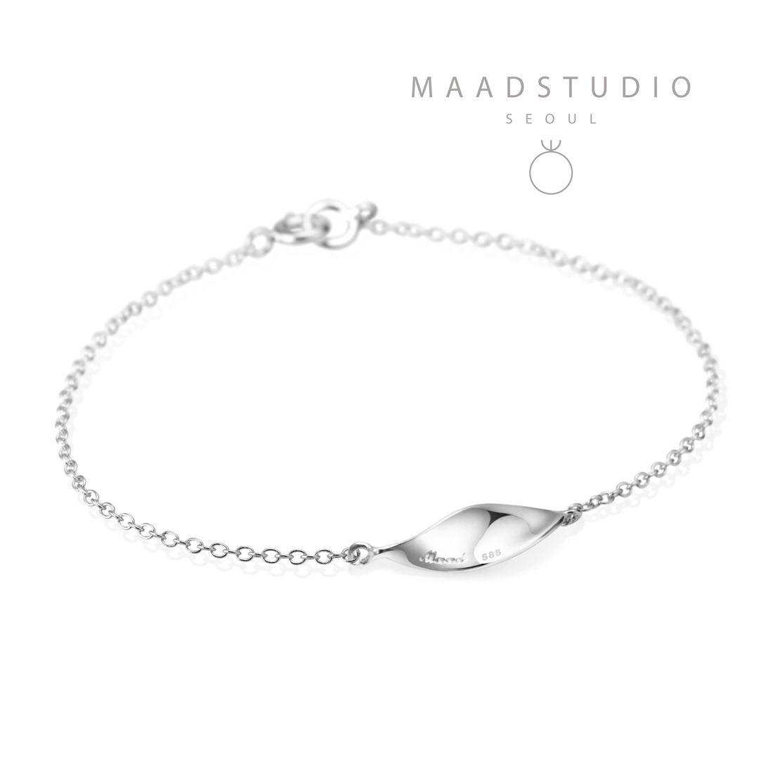 Willow leaf flit bracelet 14k white gold