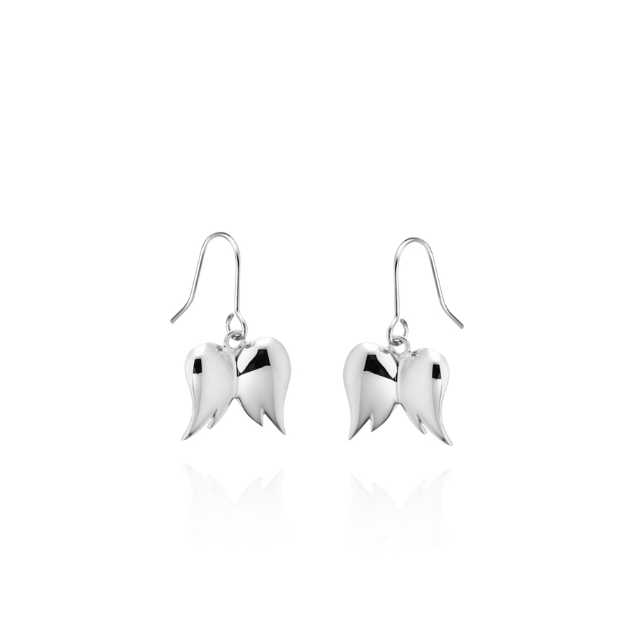 Angels wings earring (S) 14k White gold