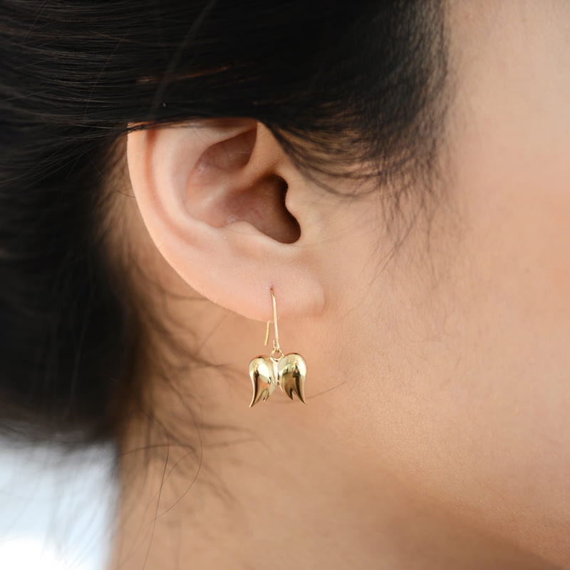 Angels wings pendant & earring Set (S&S) 14k gold