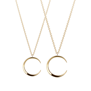 Lunar crescent couple pendant Set (M&S) 14k gold