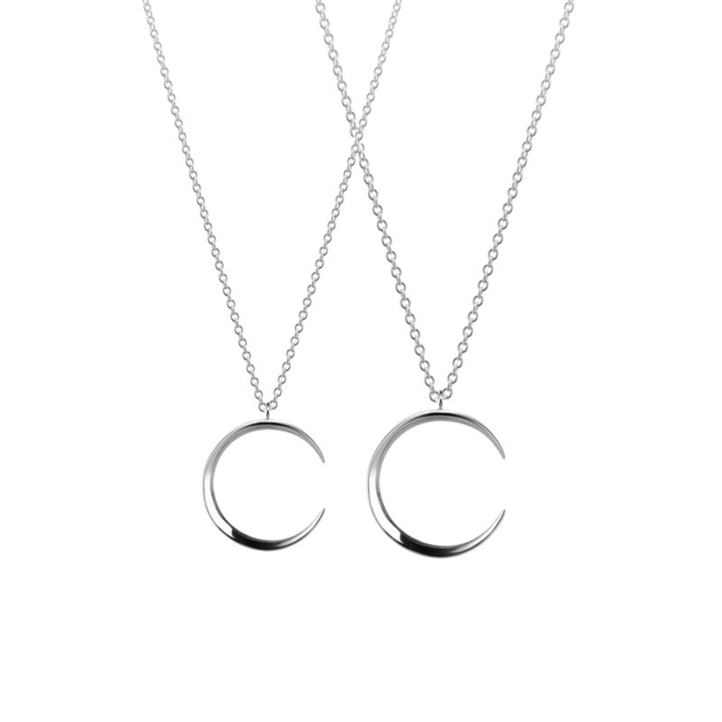 Lunar crescent couple pendant Set (M&S) Sterling silver