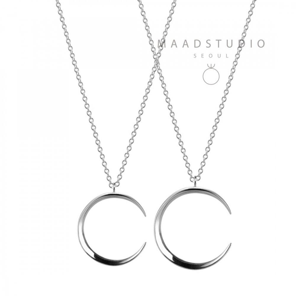 Lunar crescent couple pendant Set (M&S) Sterling silver