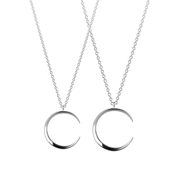 Lunar crescent couple pendant Set (M&S) Sterling silver